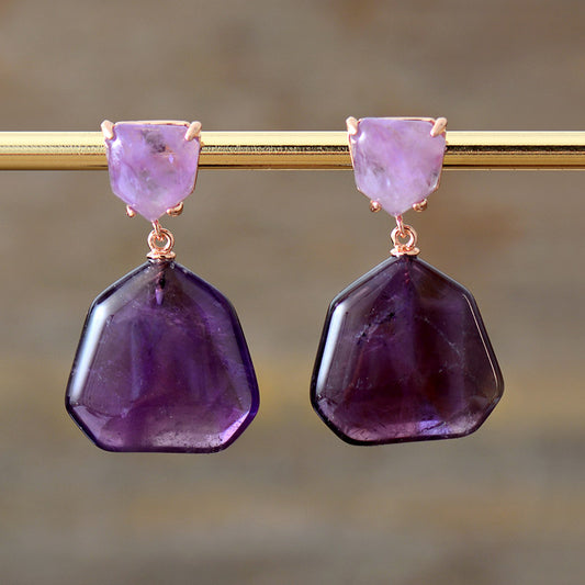 Handmade Amethyst Elegant Stud Earrings