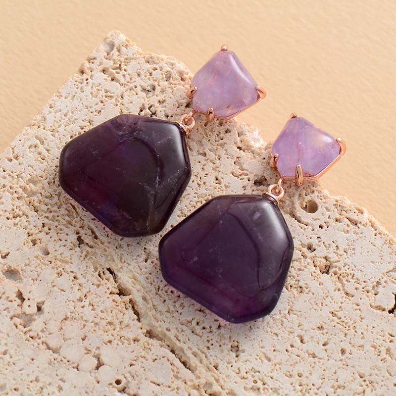 Handmade Amethyst Elegant Stud Earrings