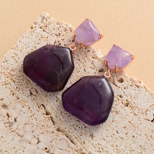 Handmade Amethyst Elegant Stud Earrings