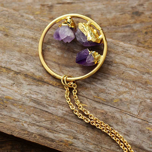Handmade Amethyst and Gold Plated Chain Necklace