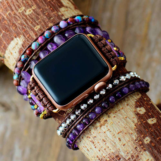 Handmade Amethyst and Jasper Apple Watch Bracelet