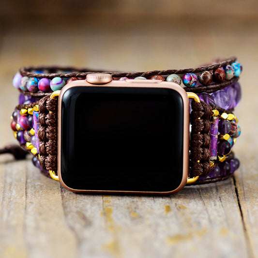 Handmade Amethyst and Jasper Apple Watch Bracelet