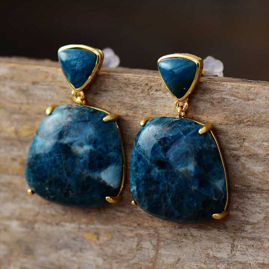 Handmade Apatite Bold Stud Earrings