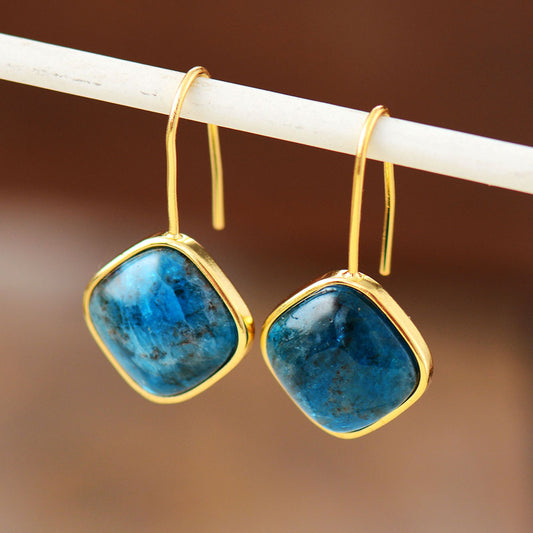 Handmade Apatite Square Dangle Earrings