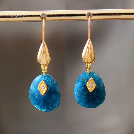 Handmade Apatite and Gold Earrings