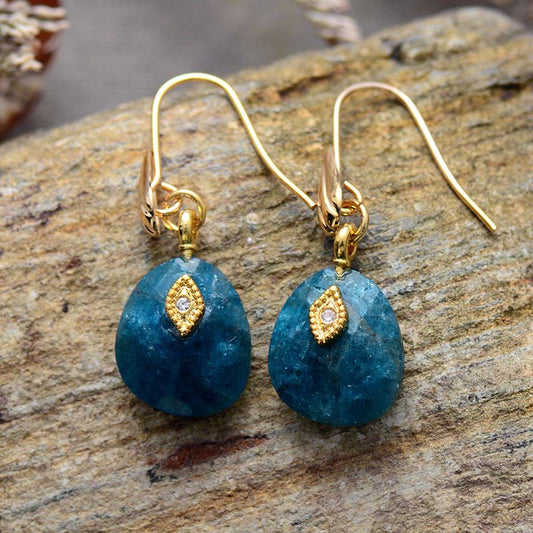 Handmade Apatite and Gold Earrings