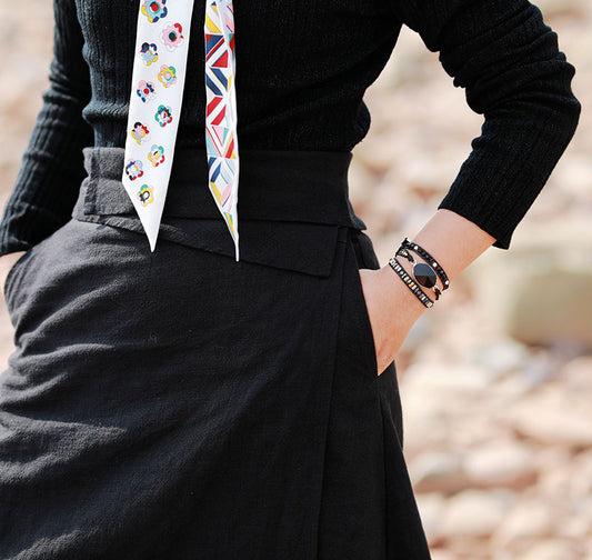 Handmade Black Onyx and Agate Wrap Bracelet