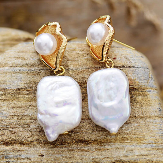 Handmade Fresh Water Baroque Pearl Stud Earrings