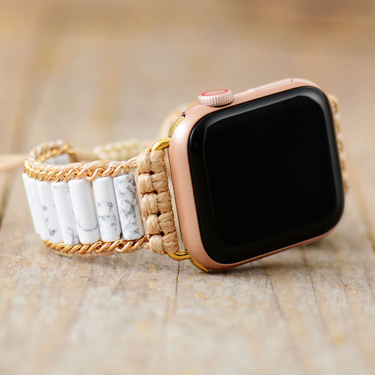 Handmade Howlite Apple Watch Straps with Vegan Rope