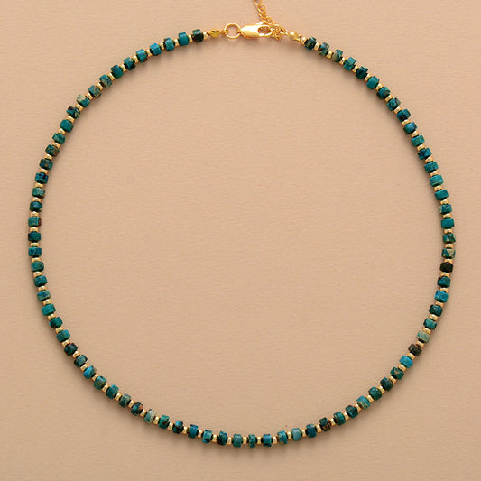 Handmade Imperial Jasper and Gold Bead Choker Necklace