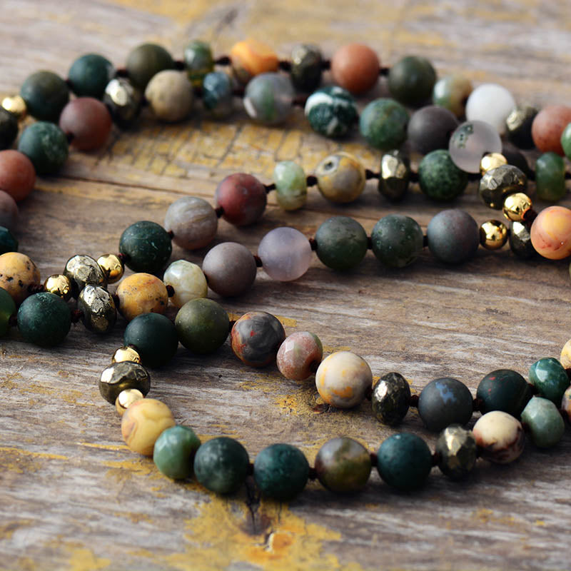 Handmade Jasper, Agate and Lapis Lazuli Pendant Necklace