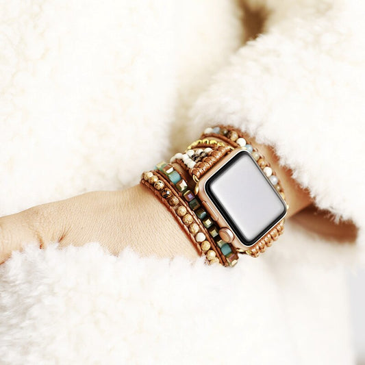 Handmade Jasper, Howlite, Jade and Hematite Apple Watch Bracelet