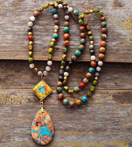 Handmade Jasper and Agate Antique Charm Pendant Necklace