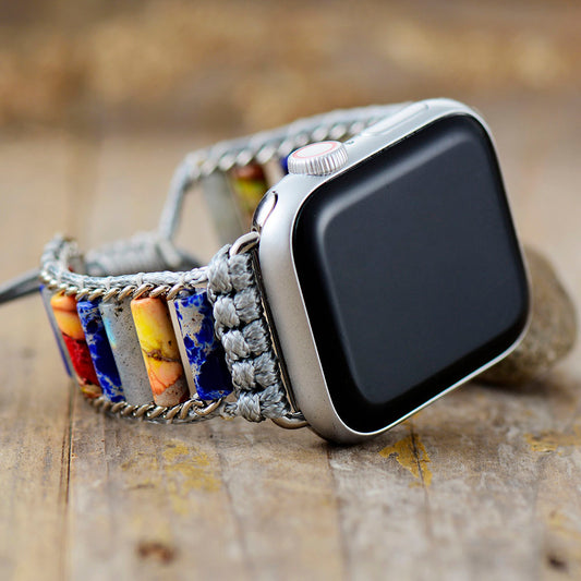 Handmade Jasper and Agate Silver Apple Watch Bracelet