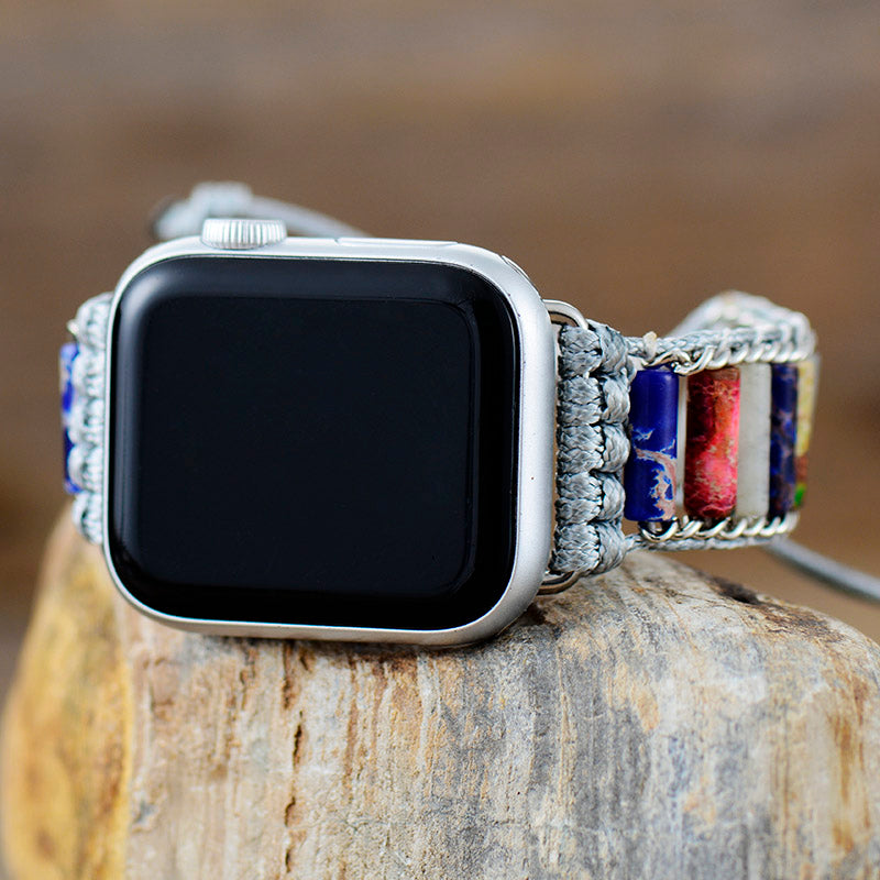 Handmade Jasper and Agate Silver Apple Watch Bracelet