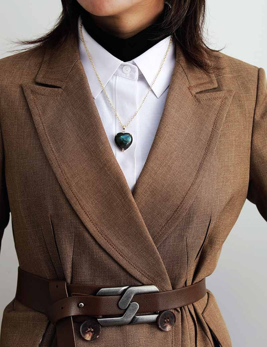 Handmade Labradorite Heart Shaped Gold-Plated Necklace