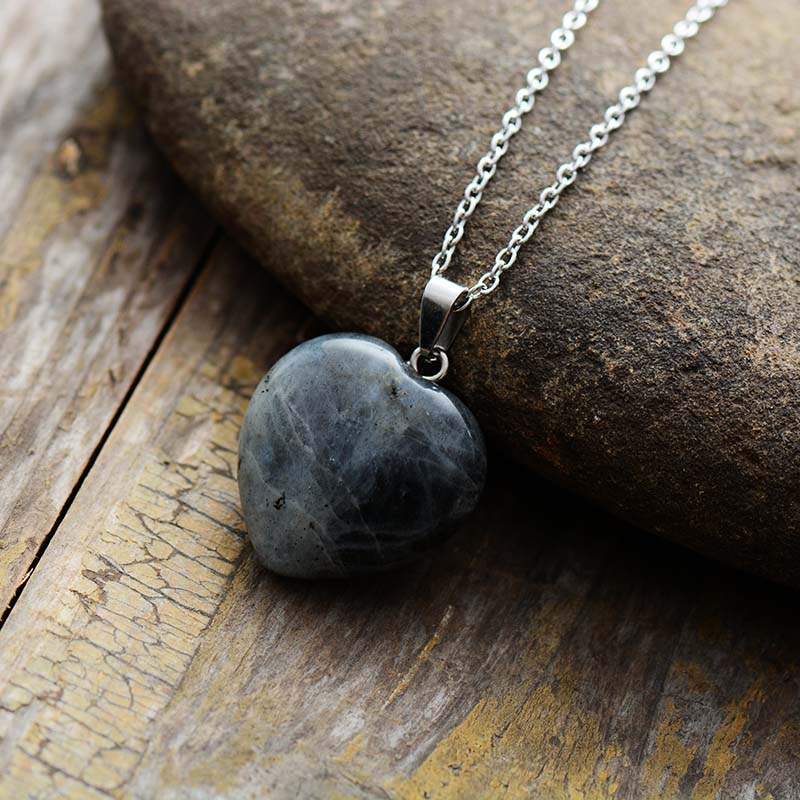 Handmade Labradorite Heart Shaped Necklace