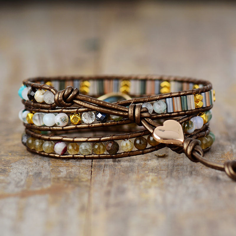 Handmade Labradorite Leather Wrap Bracelet