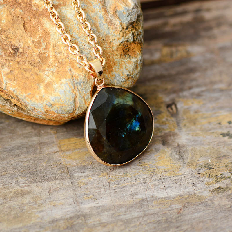 Handmade Labradorite Teardrop Pendant Necklace