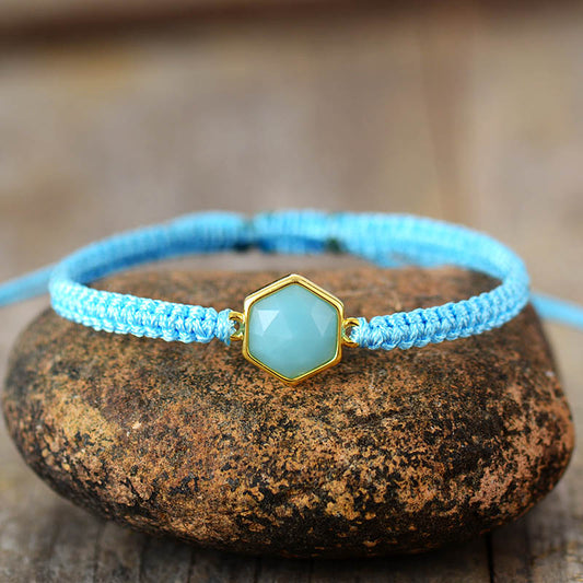 Handmade Amazonite Teardrop Charm Adjustable Bracelet