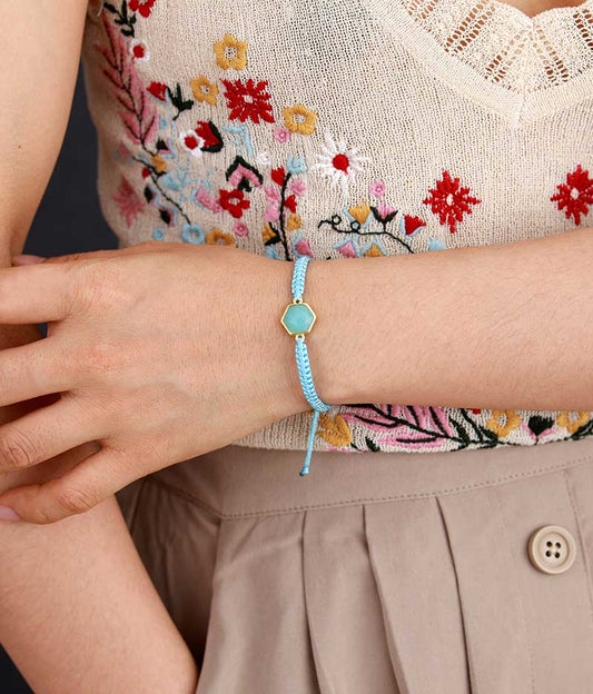 Handmade Amazonite Teardrop Charm Adjustable Bracelet