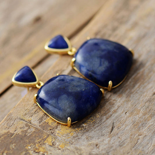 Handmade Lapis Lazuli Bold Stud Earrings