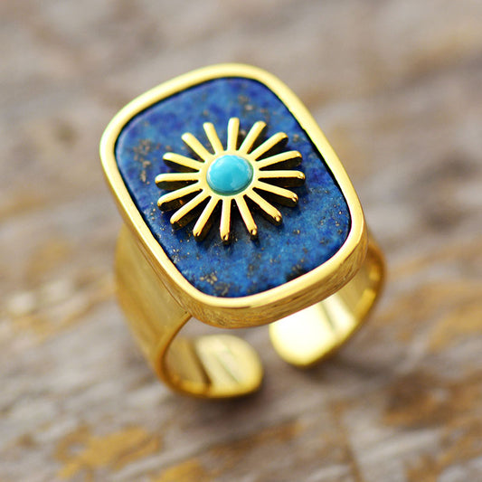 Handmade Lapis Lazuli Resizable Sun Ring