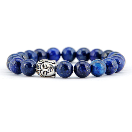 Handmade Luxury Lapis Lazuli Buddha 8MM Beads Bracelet