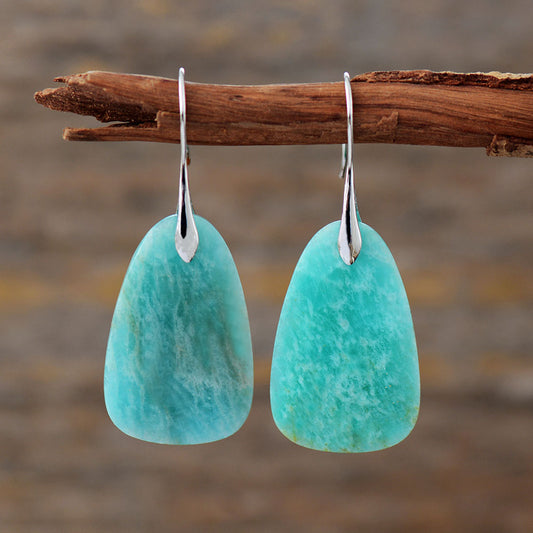 Handmade Natural Amazonite Dangle Earrings