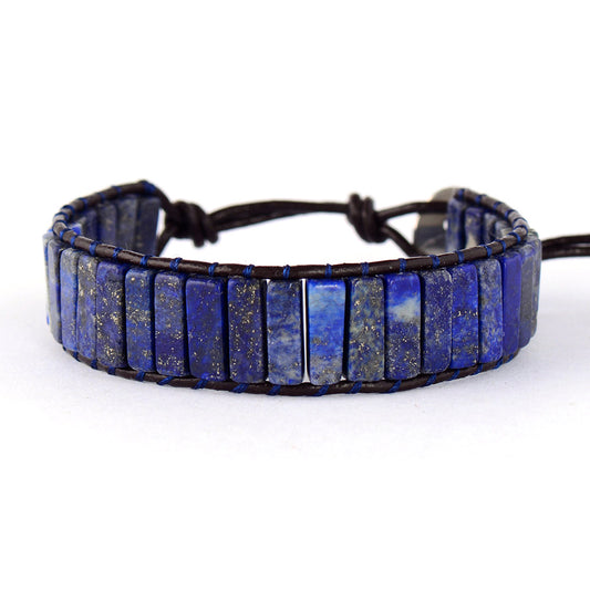 Handmade Natural Lapis Lazuli Leather Bracelet