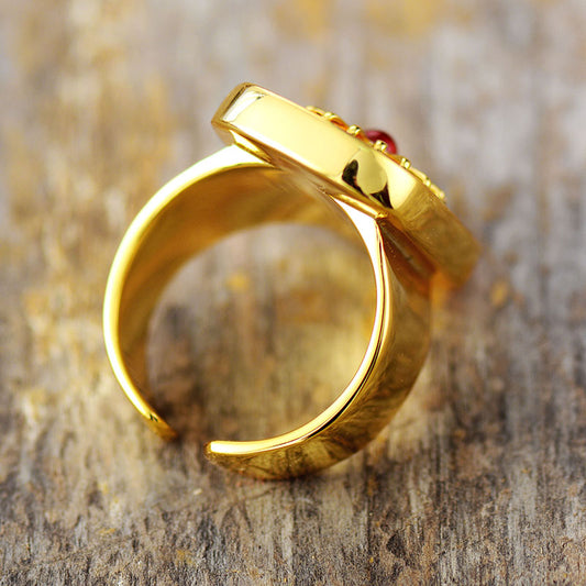 Handmade Rhodonite Resizable Sun Ring