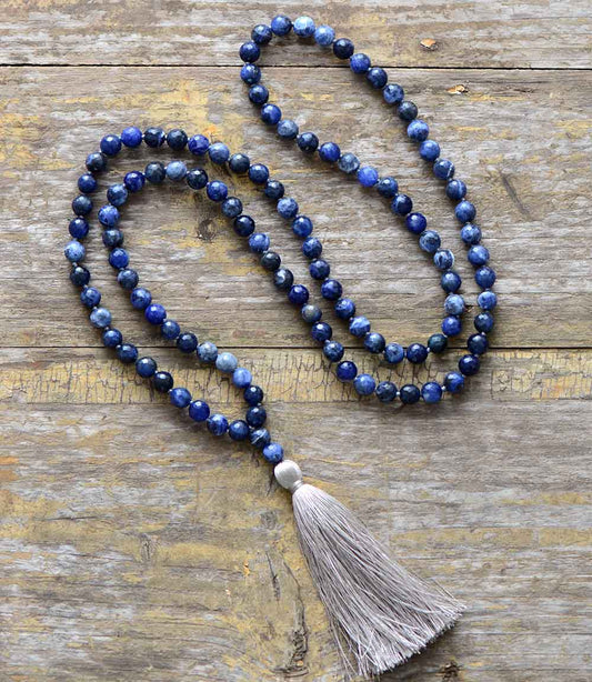 Handmade Sodalite Mala with 108 8MM Beads