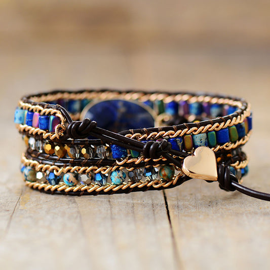 Handmade Sodalite and Jasper Wrap Bracelet