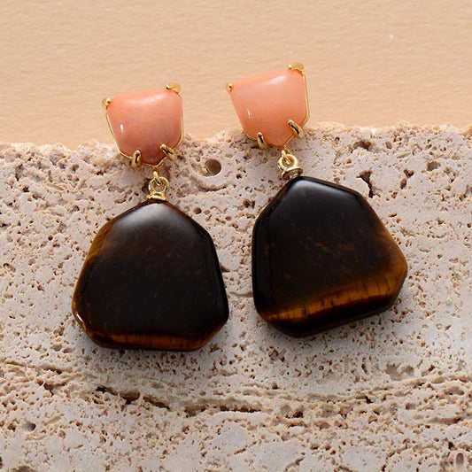 Handmade Tigers Eye Elegant Stud Earrings