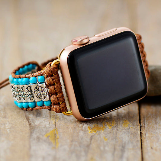 Handmade Turquoise Beaded Apple Watch Bracelet