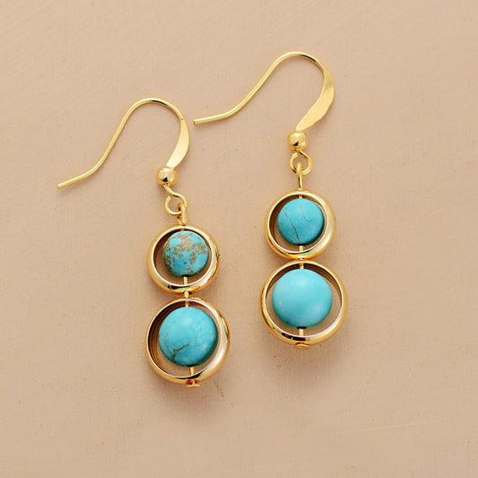 Handmade Turquoise Hoop Dangle Earrings