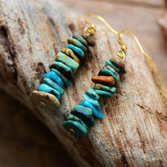 Handmade Turquoise Stacked Dangle Earrings