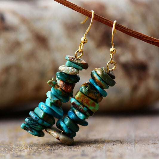 Handmade Turquoise Stacked Dangle Earrings