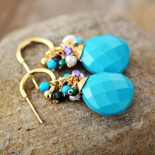 Handmade Turquoise Teardrop Dangle Earrings