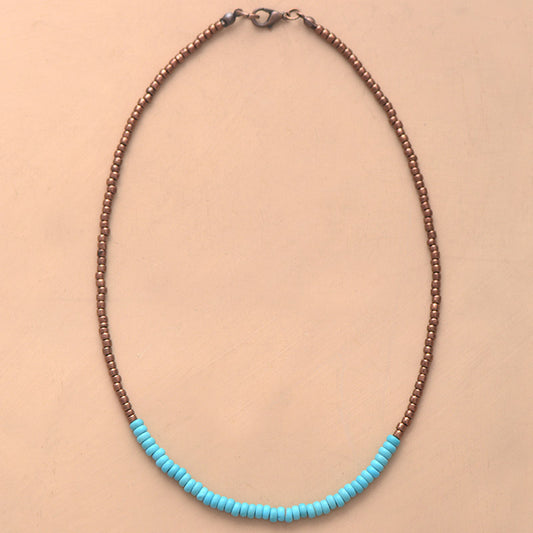 Handmade Turquoise and Seed Bead Necklace