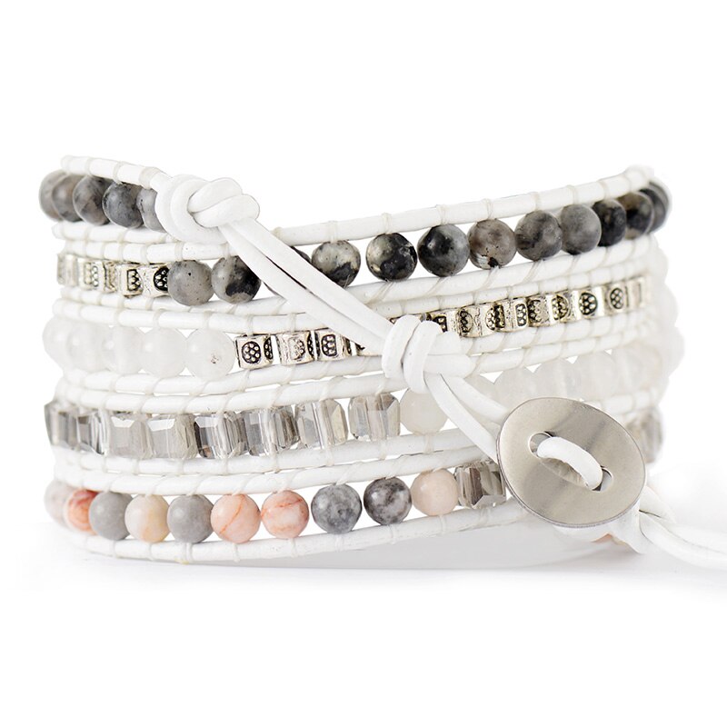 Handmade White Jade, Labradorite and Jasper Apple Watch Bracelet