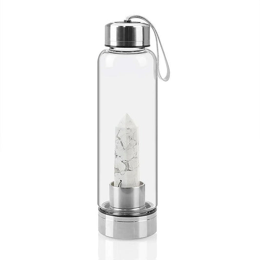 Crystal Infused Water Bottle with Natural Howlite Stone - Stay Hydrated π§