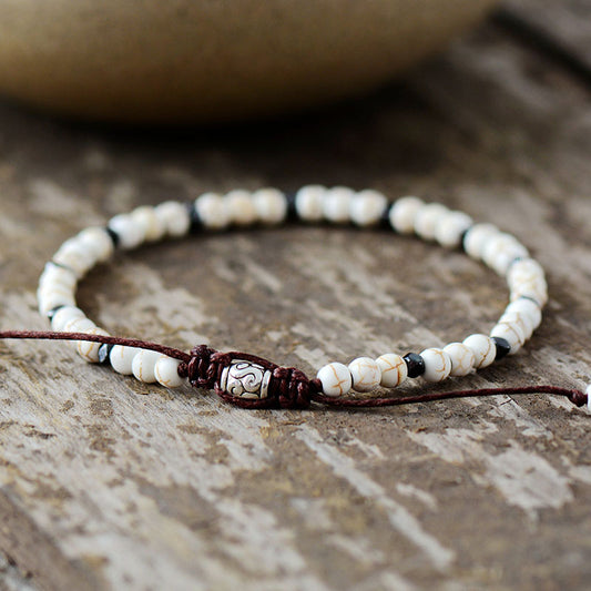 Handmade 4mm Howlite Stone Beaded Bracelet