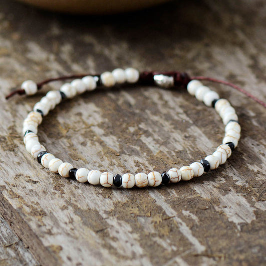 Handmade 4mm Howlite Stone Beaded Bracelet