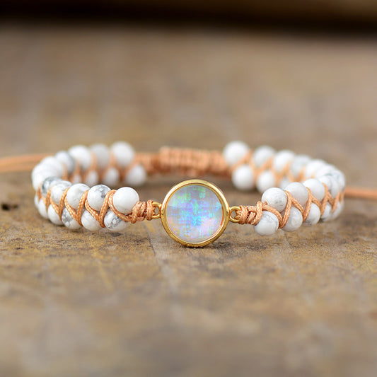Handmade Howlite String Braided and Opal Bracelet