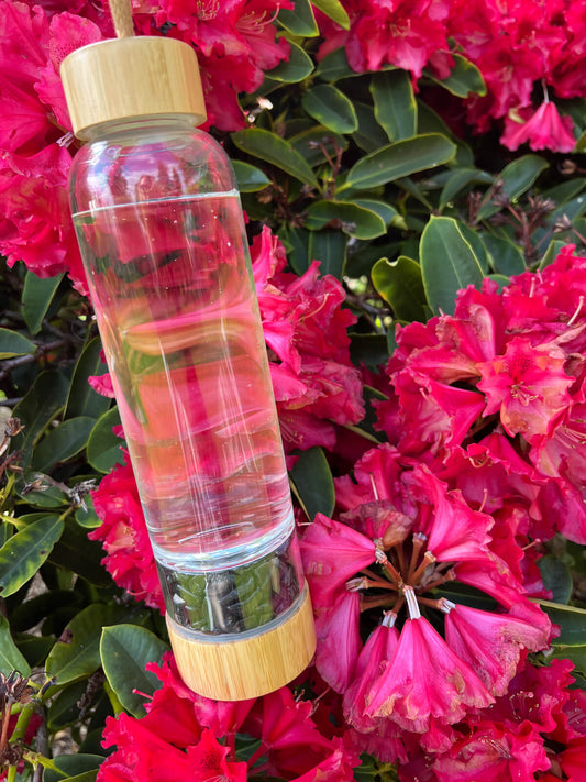 Crystal Infused Bamboo Water Bottle with Natural Obsidian Stone - Stay Hydrated π§