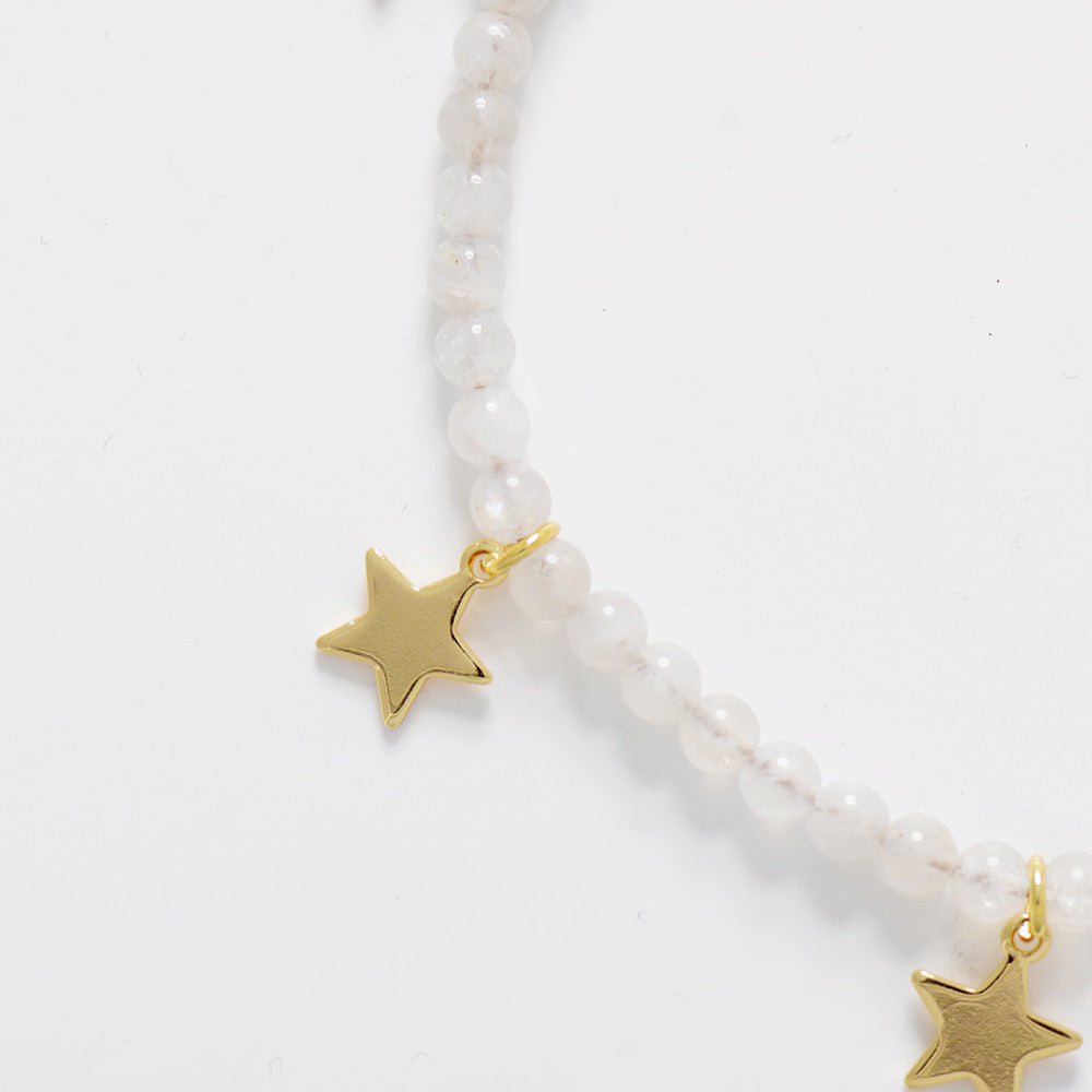 MantraChakra Moonstone & Heart Charm Anklet