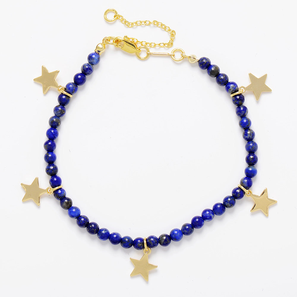 MantraChakra Lapis Lazuli & Heart Charm Anklet