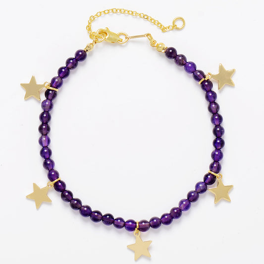 MantraChakra Amethyst & Heart Charm Anklet