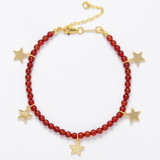 MantraChakra Carnelian & Heart Charm Anklet